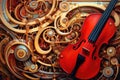 Abstract music background with a red violin.AI generated Royalty Free Stock Photo