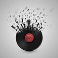 Abstract music background. Vinyl disk explosion Royalty Free Stock Photo