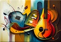 abstract music background with violin and notes, vector illustration. eps10 Royalty Free Stock Photo