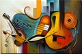 abstract music background with violin and violoncello, illustration Royalty Free Stock Photo