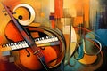 abstract music background with violoncello, digital painting Royalty Free Stock Photo