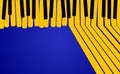 Abstract Music background. Yellow piano keys on blue background. Royalty Free Stock Photo