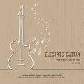 Abstract music electric guitar cover. Graphic vector poster illustration. Modern cute card line background. Sound concept. Invitat Royalty Free Stock Photo