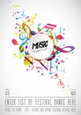 Abstract music festival advertising poster template with tunes.