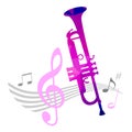 Music graphic with trumpet in vector quality. Royalty Free Stock Photo