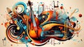 abstract music illustration with notes and instruments Royalty Free Stock Photo