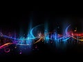 Abstract music notes background with glowing notes Royalty Free Stock Photo