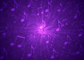 Abstract Music Notes Blast in Blurry Grungy Dark Purple Background