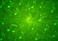 Abstract Music Notes Blast in Blurry Grungy Green Background