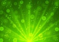 Abstract Music Notes, Light Rays, Bokeh and Bubbles in Green Gradient Background Royalty Free Stock Photo