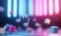 Neon Music Notes and Geometric Shapes Royalty Free Stock Photo