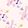 Abstract music notes seamless pattern background. musical melody decoration Royalty Free Stock Photo