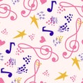 Abstract music notes seamless pattern background. musical melody decoration Royalty Free Stock Photo