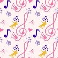 Abstract music notes seamless pattern background. musical melody decoration Royalty Free Stock Photo