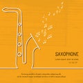 Abstract music saxophone cover. Graphic vector poster illustration. Modern cute card line background. Sound concept