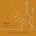 Abstract music violin cover. Graphic vector poster illustration. Modern cute card line background. Sound concept