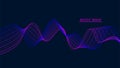 Abstract music wave of many lines. Curve colored lines on blue background. Vector dynamic wavy stripes Royalty Free Stock Photo