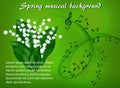 Abstract musical background with a bouquet of lilies of the valley Royalty Free Stock Photo