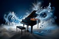 abstract musical background with piano and notes Royalty Free Stock Photo