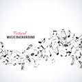 Abstract musical frame and border with black notes on white background. Royalty Free Stock Photo