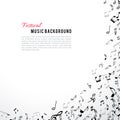 Abstract musical frame and border with black notes on white background. Royalty Free Stock Photo