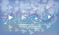 Abstract musical futuristic background with arrows and bokeh effect. Vector background. Blue color Royalty Free Stock Photo