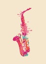 Abstract musical image of a bright saxophone