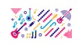 Abstract Musical Instruments Pattern for Playful Music Themes, Vector Design Generative AI Royalty Free Stock Photo