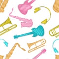 Abstract musical seamless pattern. Royalty Free Stock Photo