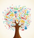 Abstract musical tree made with instruments Royalty Free Stock Photo