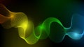 Abstract musical wave element of colored lines on black background for design. Vector illustration Royalty Free Stock Photo