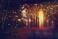 Abstract and mysterious background of blurred forest