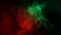 Abstract mystery smoke background . Green and Red texture overlays fog