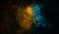 Abstract mystery smoke background . Yellow and Blue overlays texture fog