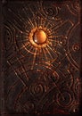 Abstract mystic background with magic elements, fantasy book cover with decorations, esoteric and occult concept, vintage and