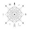 Abstract mystical geometry symbol. Vector linear alchemy, occult and philosophical sign.