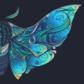 Abstract mystical Moth in psychedelic design. Vector illustration.