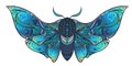 Abstract mystical Moth in psychedelic design. Vector illustration.