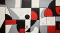 Abstract Naive Art: Black, White, And Red Puzzling Compositions Royalty Free Stock Photo