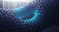 Abstract nanoscale matrix with a vibrant blue vortex Royalty Free Stock Photo