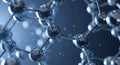 Abstract nanotechnology molecular structure close-up with blue hues and interconnected atoms Royalty Free Stock Photo