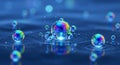 Abstract nanotechnology science concept rainbow colors reflected in water droplets creating a futuristic visual Royalty Free Stock Photo