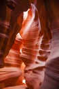 Abstract: Narrow Pastel Orange Slot Canyon Passageway Royalty Free Stock Photo