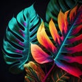 Abstract natural background fluorescent exotic leves