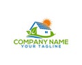 Abstract natural solar energy and home logo design. Royalty Free Stock Photo