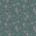 Abstract natural textured seamless pattern in dark green halftones.