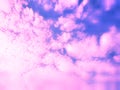 Abstract nature background of colorful pastel puffy & fluffy soft clouds on beautiful vivid & vibrant blue sky in morning sunlight Royalty Free Stock Photo