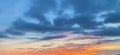 Abstract nature background. Dramatic blue sky with orange colorful sunset clouds in twilight time Royalty Free Stock Photo