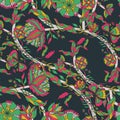 Abstract nature flower seamless pattern. Ethnic ornament, floral print, textile fabric, botanical. Royalty Free Stock Photo