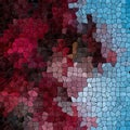 Nature marble plastic stony mosaic tiles texture background with black grout - ruby burgundy red and blue colors